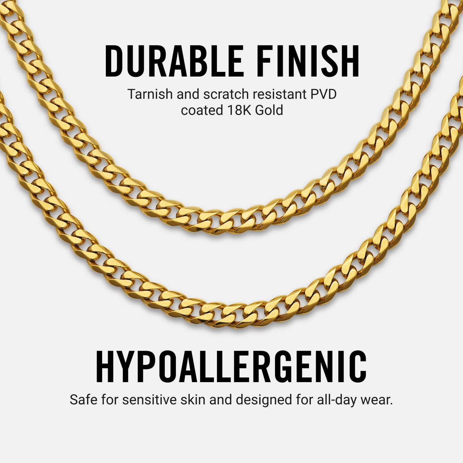 5mm Curb Chain - 18K Gold - 20"