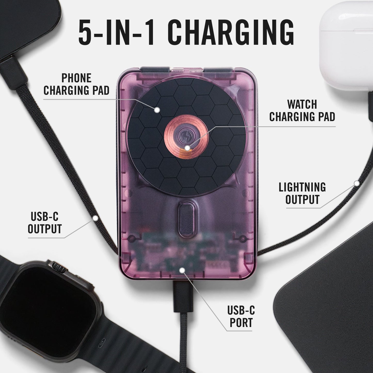 Ridge Power Bank - 10k mAh - Atomic Purple