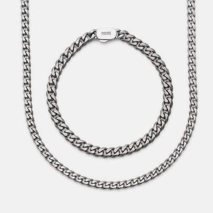 6mm Curb Bracelet - Titanium - Large